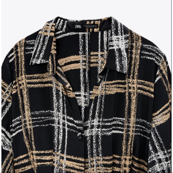 New Zara ZARA PLAID SHIRT DRESS TIE CUFF - Picture 11 of 13